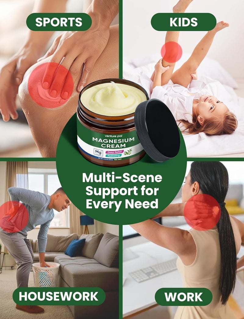 Venture Pal Magnesium Lotion, Topical Magnesium Cream, Leg & Muscle Relaxation with Coconut Oil, Shea Butter & Hyaluronic Acid, Safe for Kids - Image 4